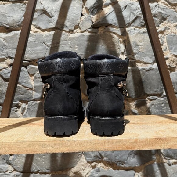 Louis Vuitton 2019 Black Nubuck Monogram Eclipse Chain Hiking Boots - Picture 7 of 12